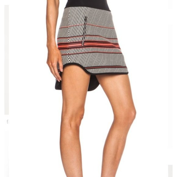 Rag & Bone New York Angular Stripe Embroidered Mini skirt Black White Pink - Picture 8 of 16
